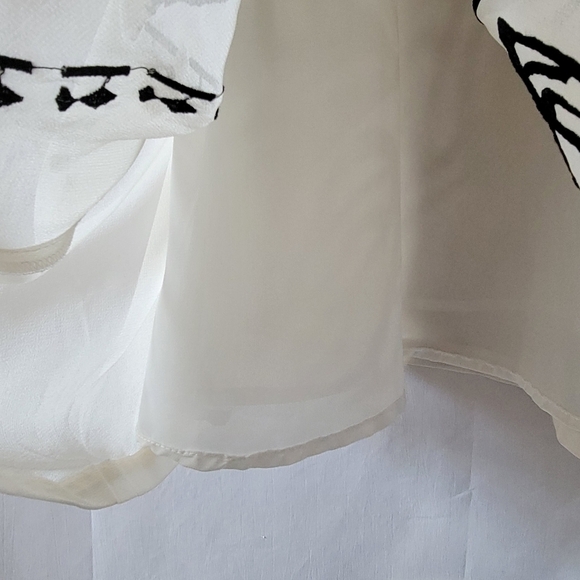 MARC JACOBS White Black Embroidered Silk A-Line Dress 4 Cocktail Formal Designer - Picture 4 of 10